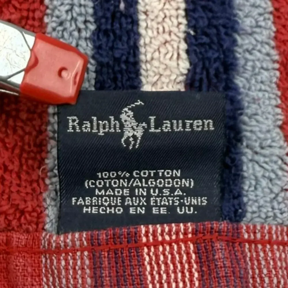 Ralph Lauren RL 67 Striped Cotton Hand Towels Nautical Made in USA Set of 2